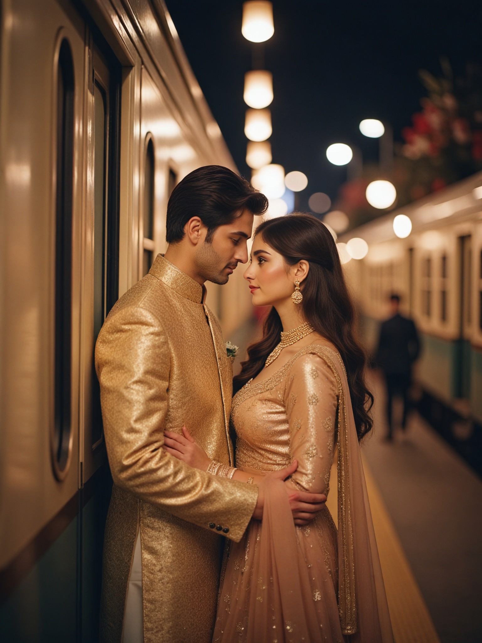 Romantic couple at the platform image