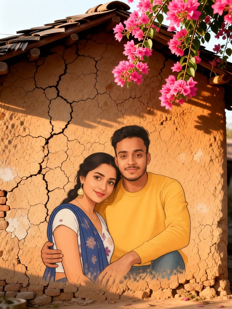 Couple's Mud Wall Painting image