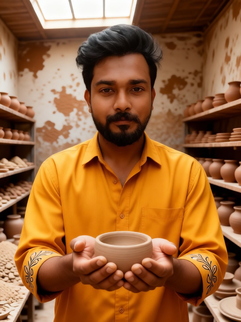Male craftsman from a pottery workshop image