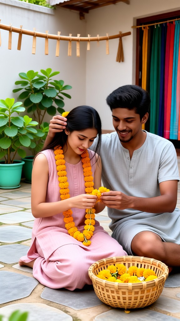 Sense of Life - Courtyard Co woven Longevity Chrysanthemum Ring Couple image