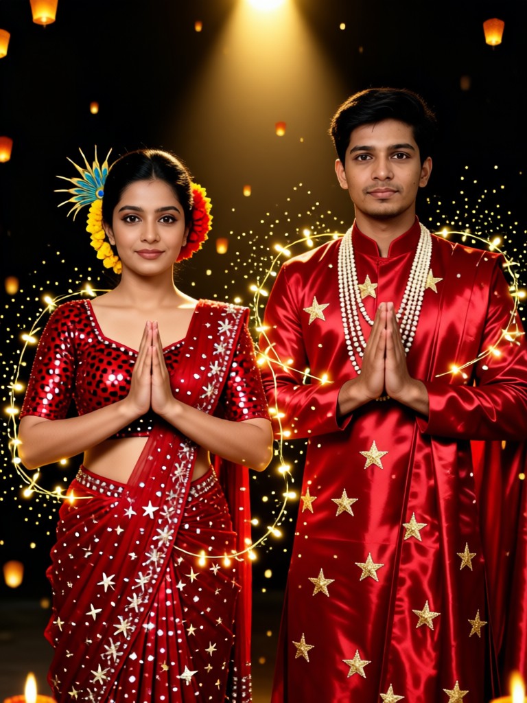 Diwali Golden Lantern Particle Prayers for Couples image