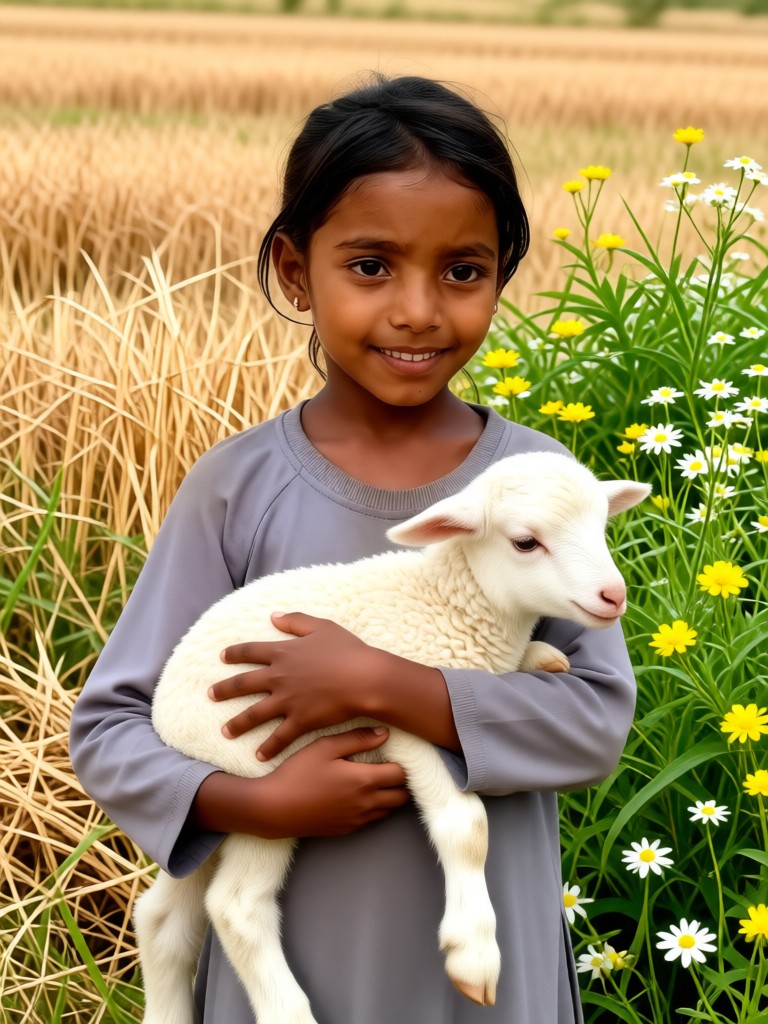 Lovely sheep and lovely baby~ image