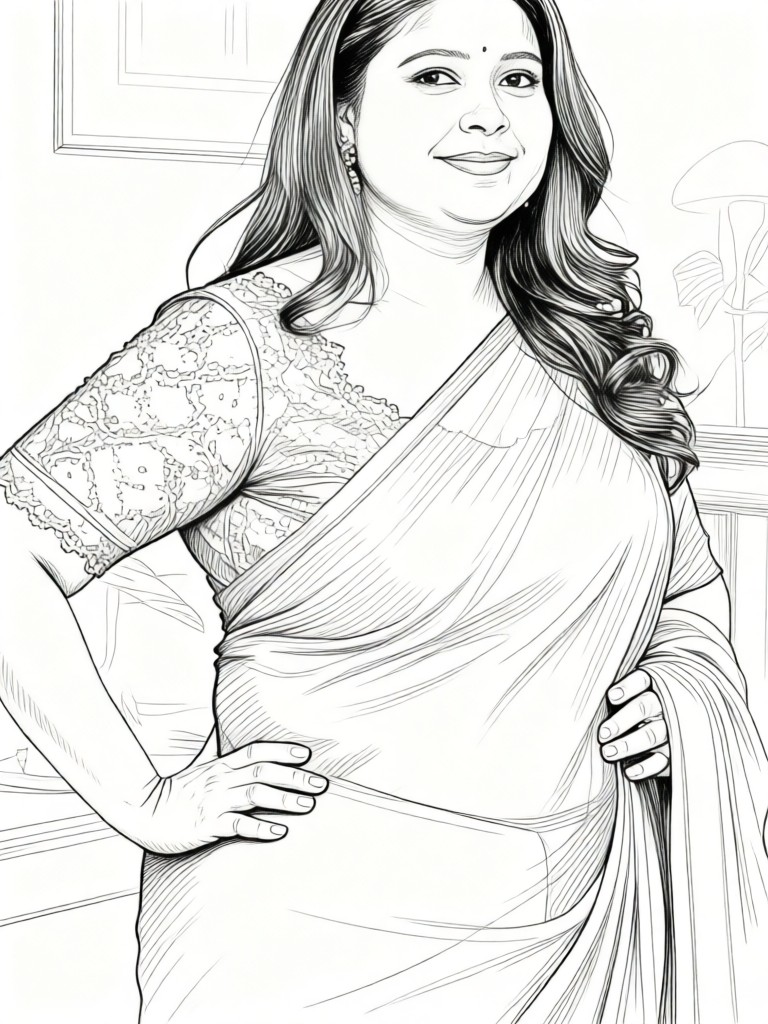 Hand drawn line drawing style image
