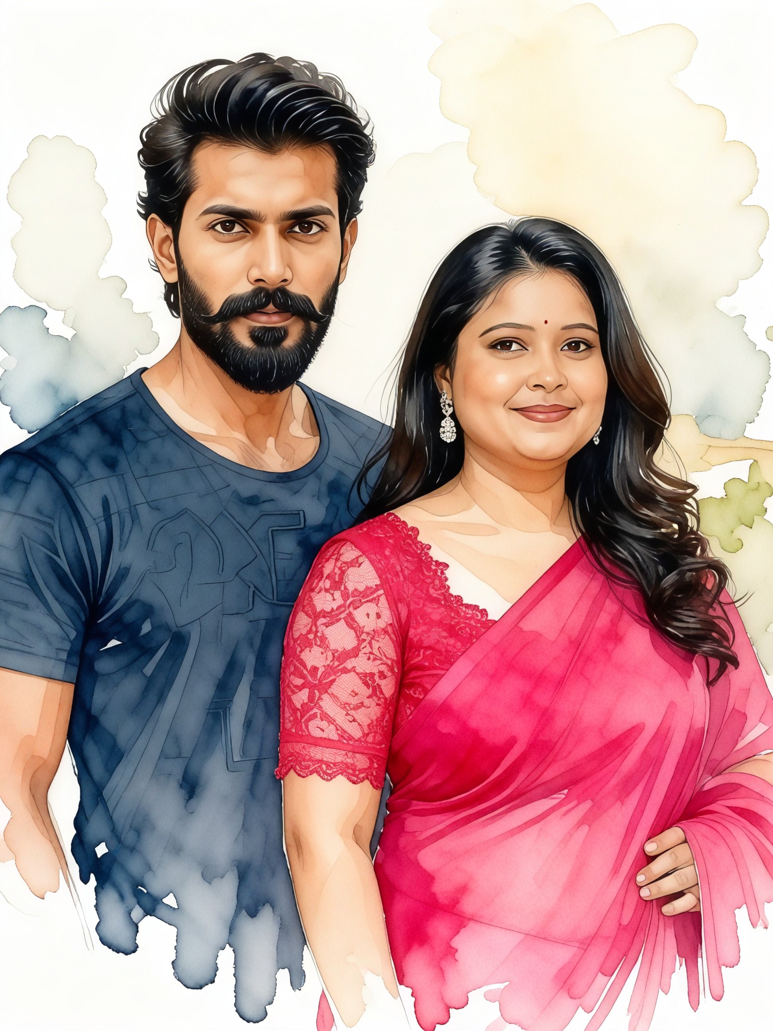 Watercolor couple photo image