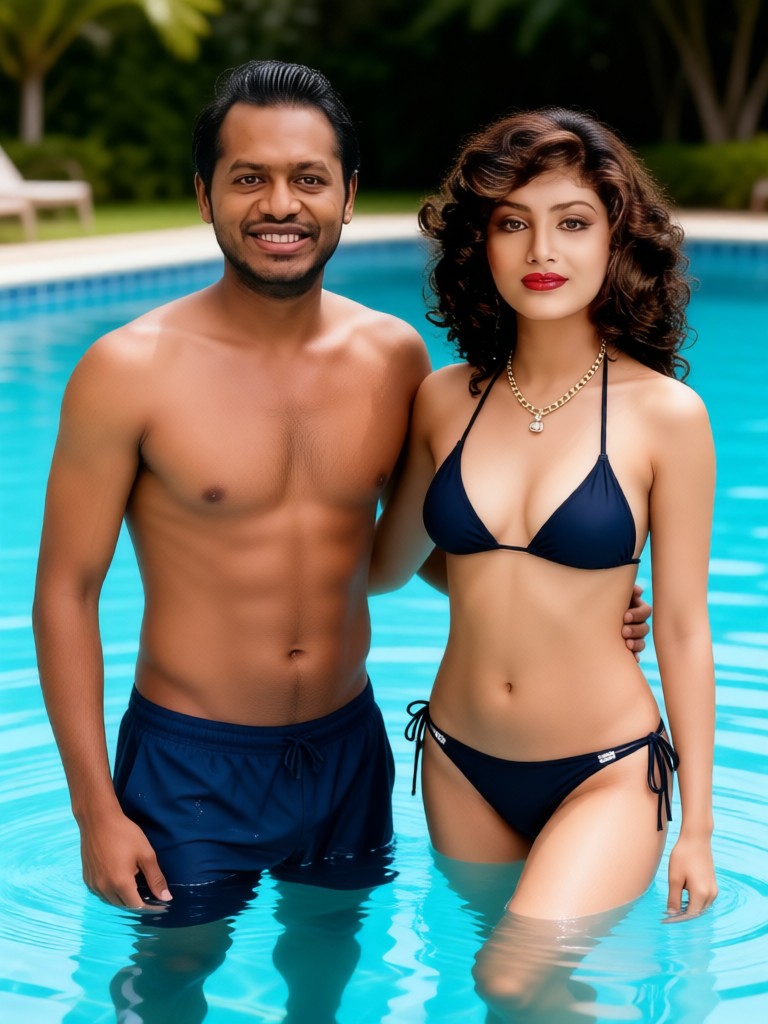 Kiss in pool  image