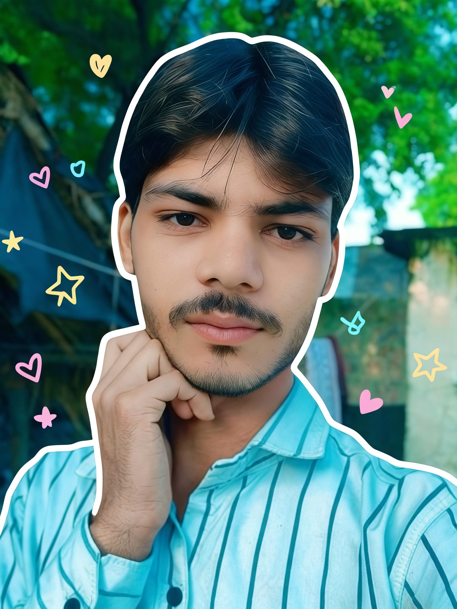 Photo outline drawing+decoration image