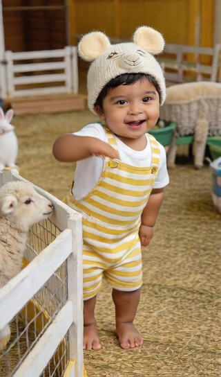 Little baby dancing on the farm! image