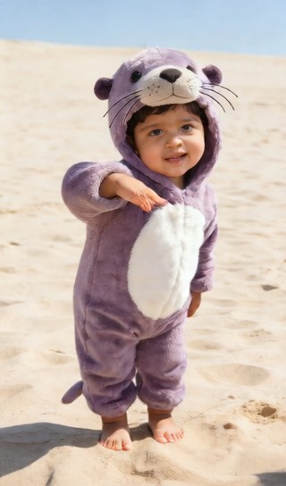 Baby dancing in a purple poster costume! image
