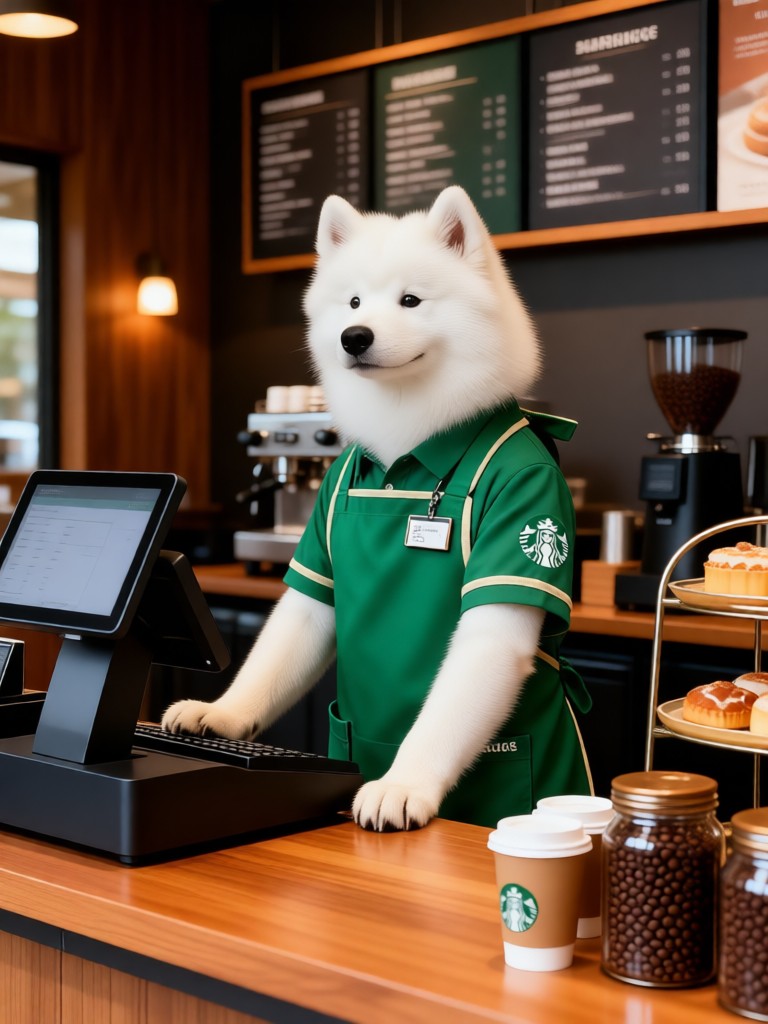 Coffee shop pet staff image