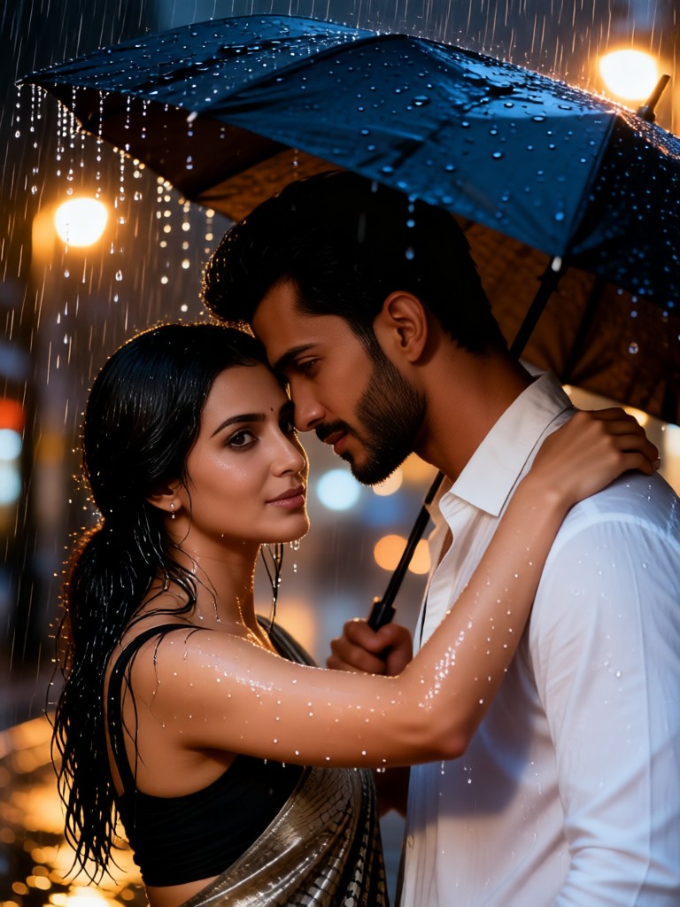 Couple under the umbrella image