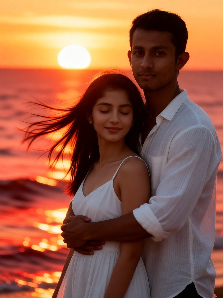 Beach sunset couple photos image