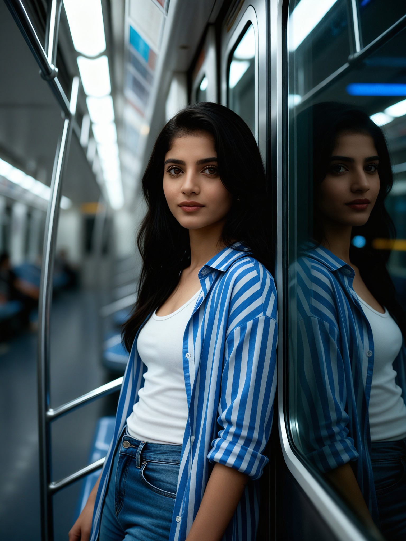 On a subway train image