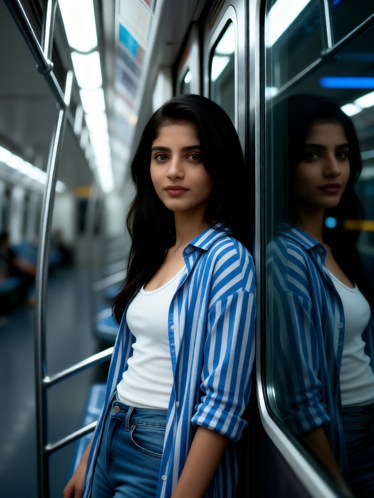 On a subway train image