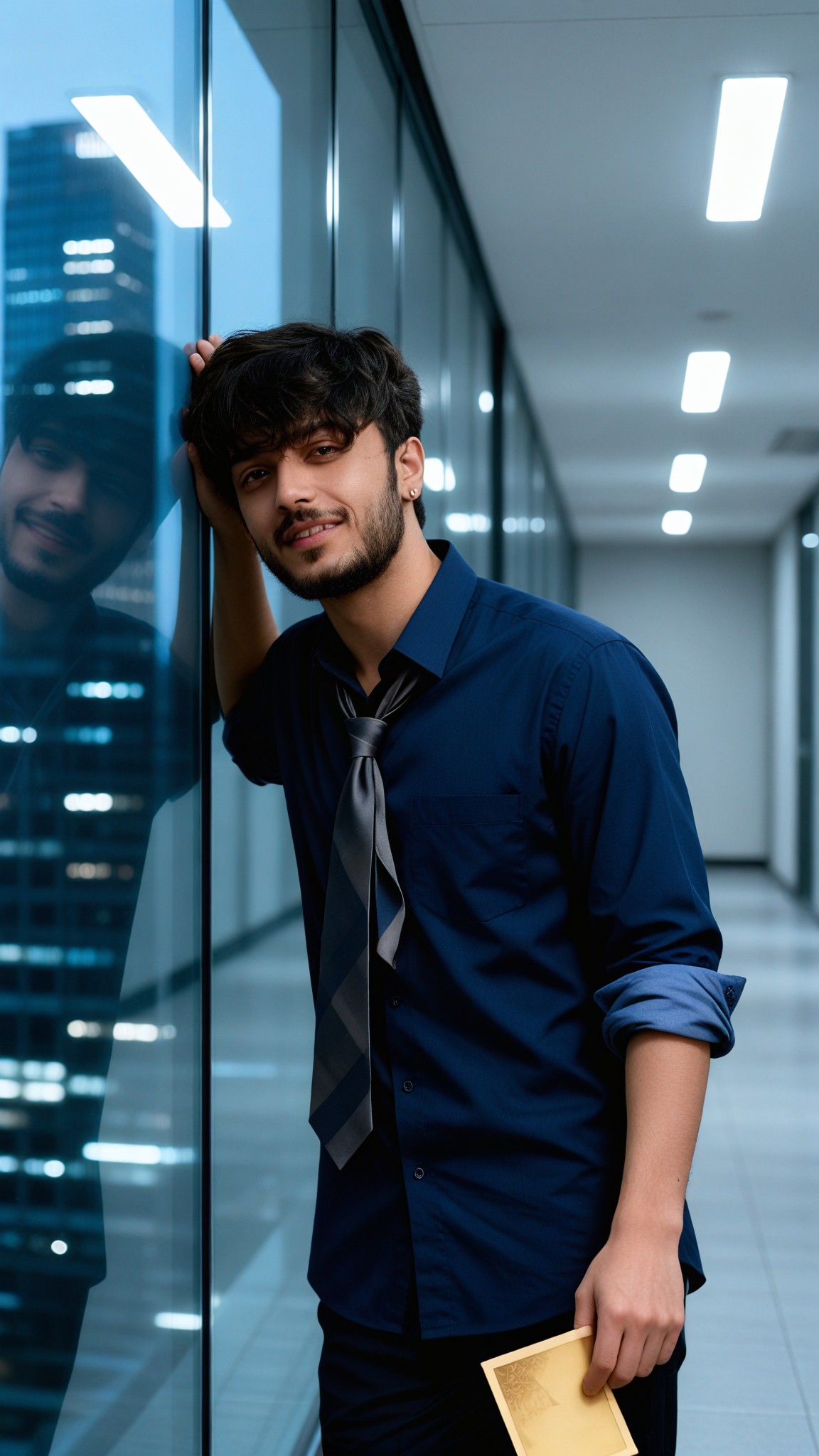 Urban emotional contrast business shirt boy image