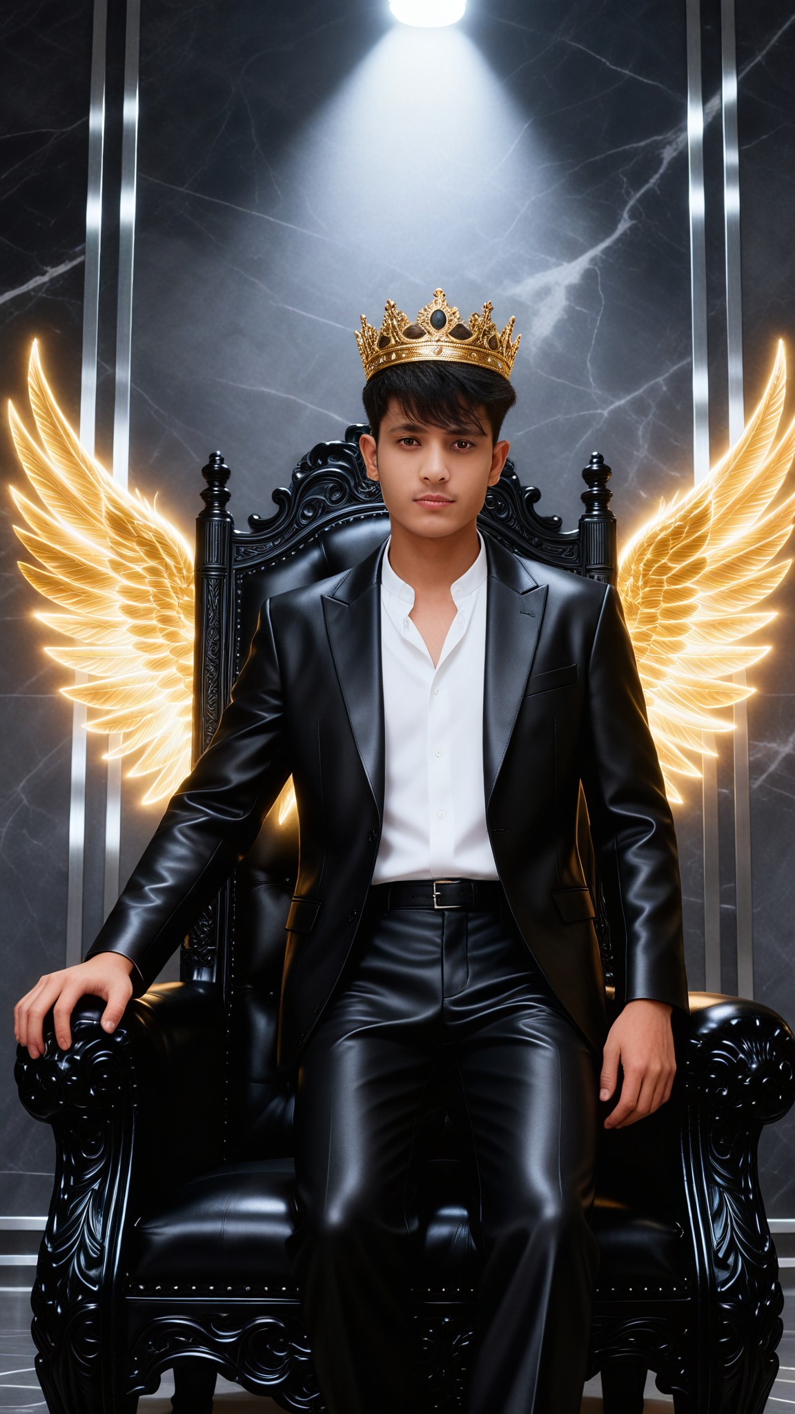 Identity crowned matte leather suit male image