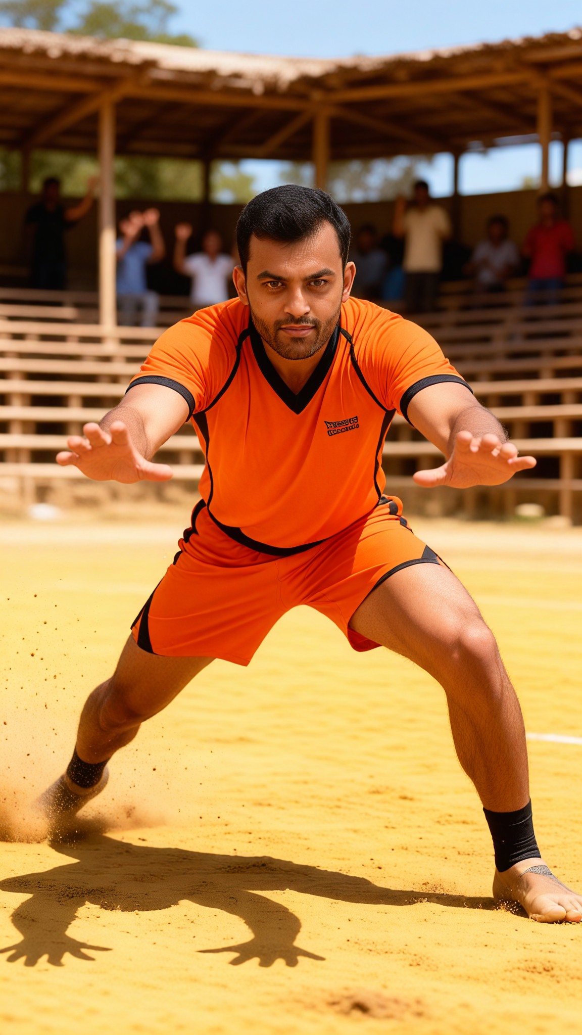Sports arena sharp orange Kabaddi uniform boys image