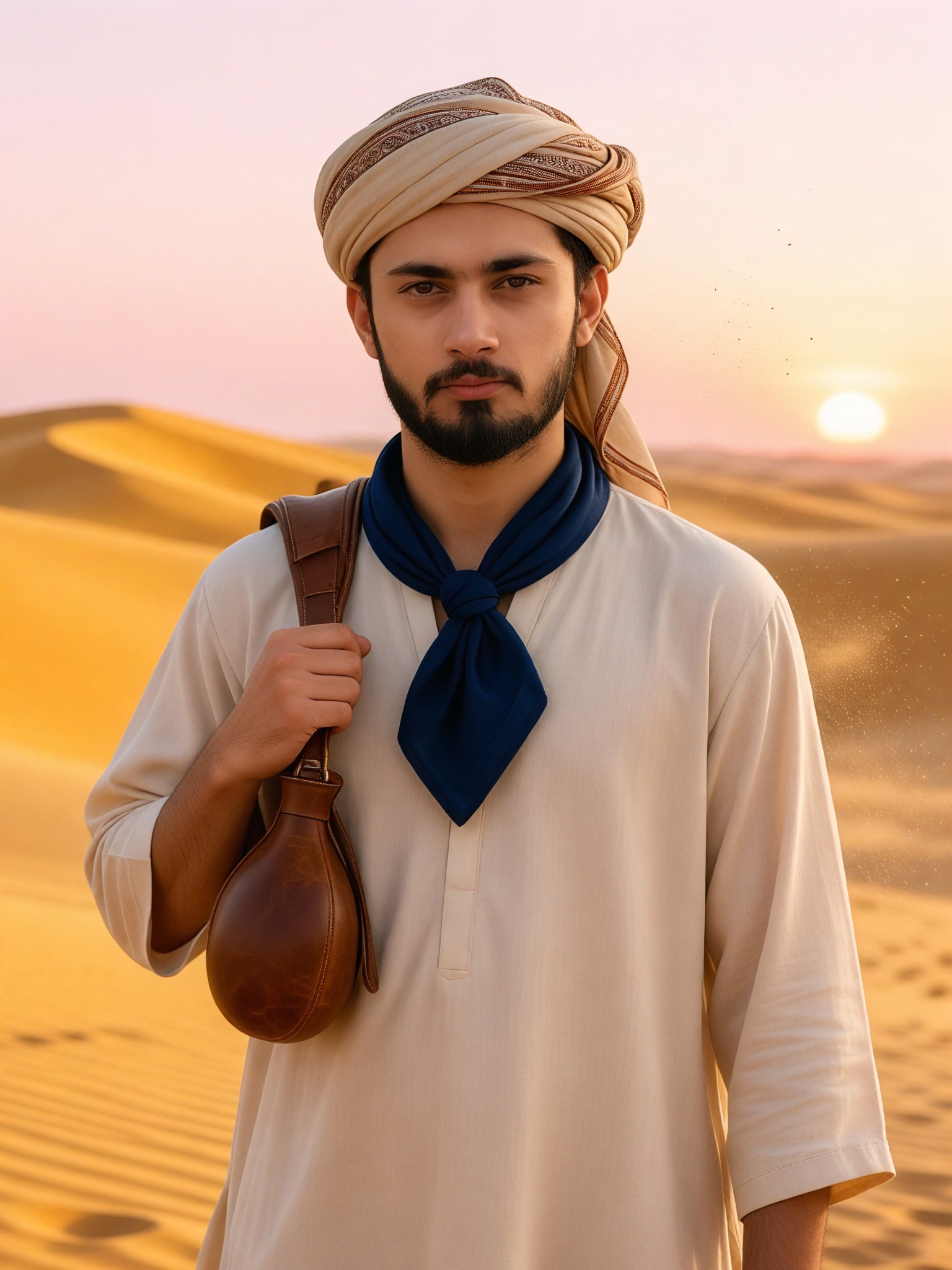 Desert wanderer beige cotton linen Kurta boy image