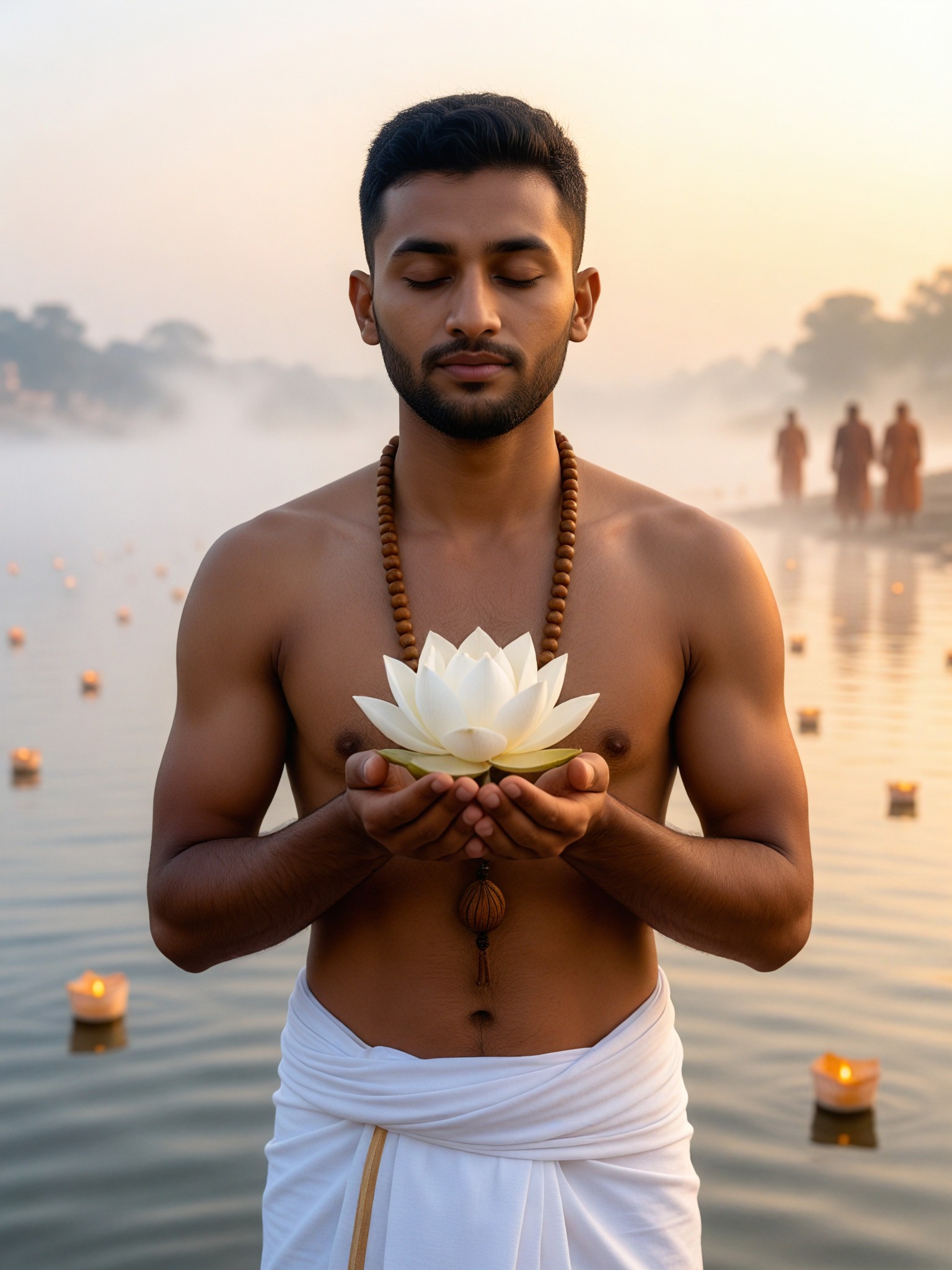 Holy River Meditation White Traditional Dhoti Boys image
