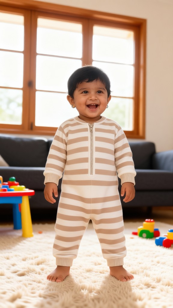 Home living room striped cute boy image