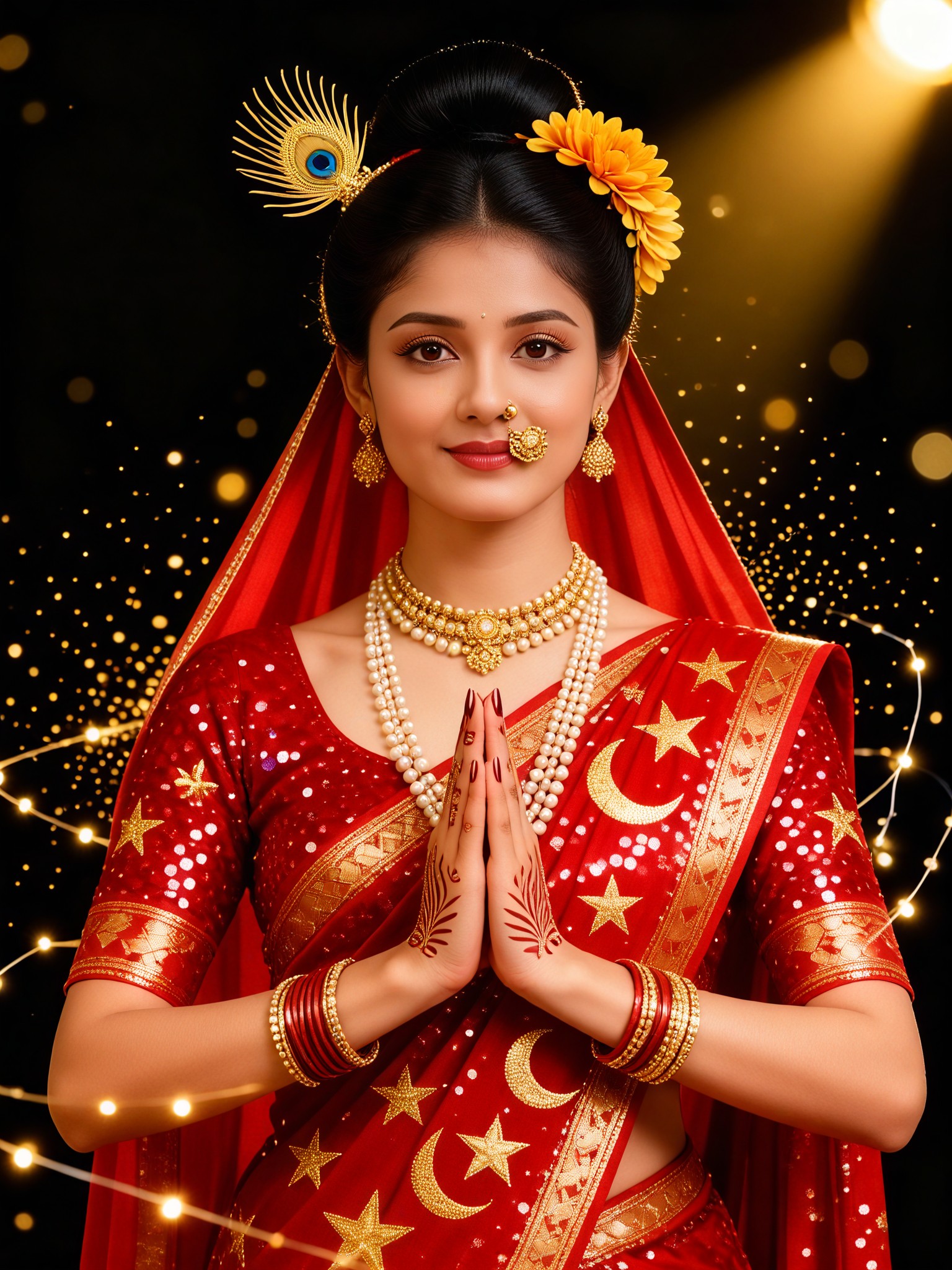 Diwali themed gorgeous sari photo shoot image