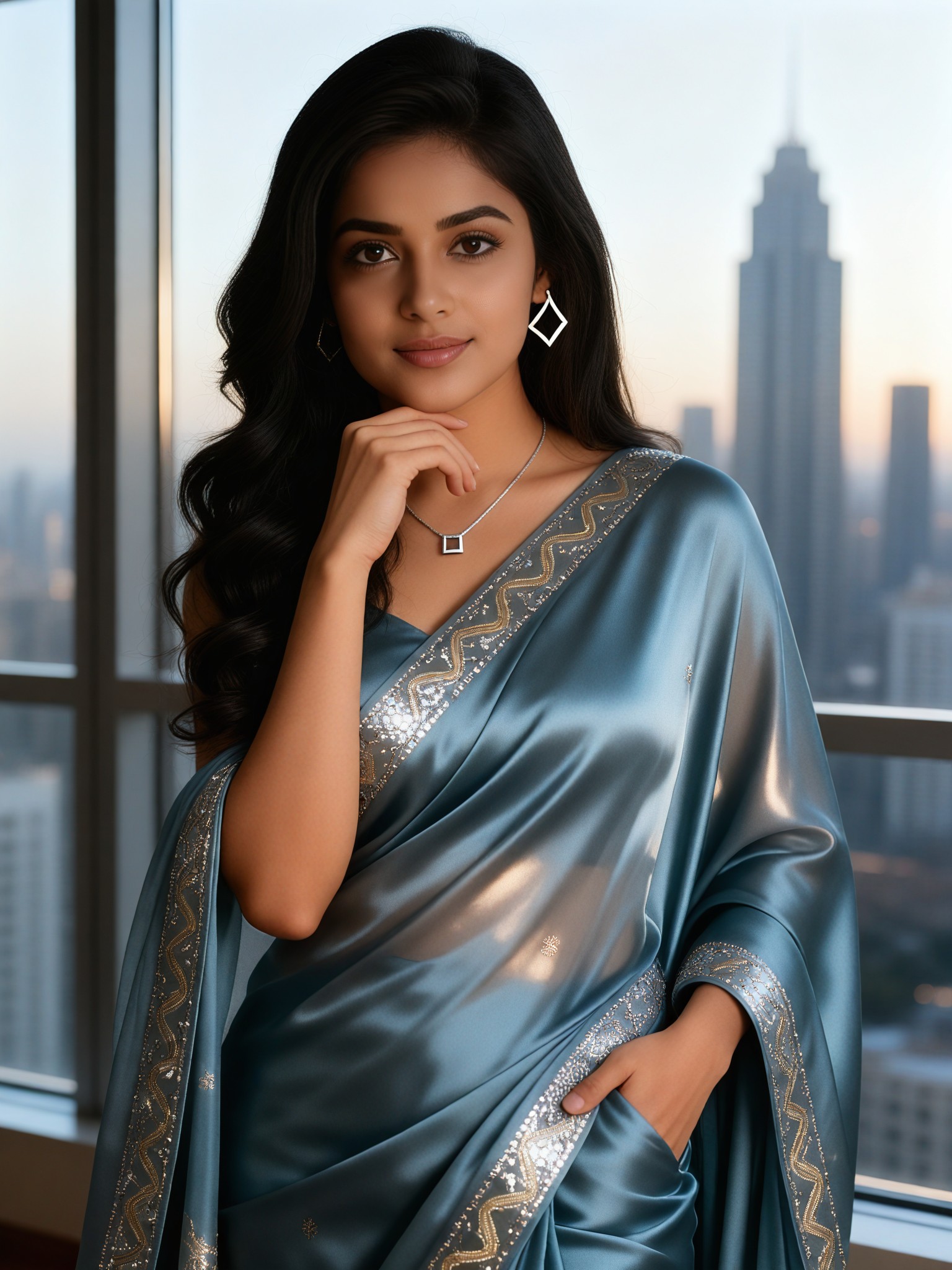 Urban light luxury style sari photo shoot image
