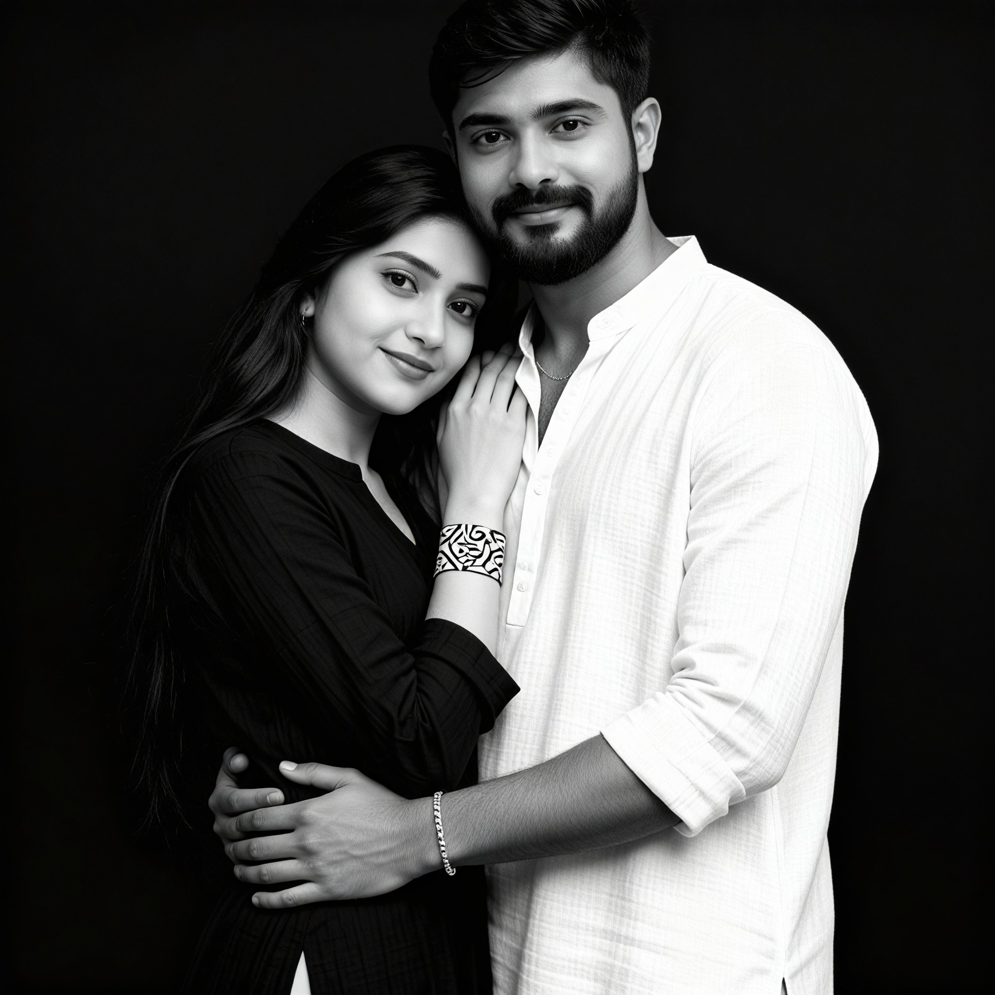 Ins avatar - black and white cool shoulder gaze couple image