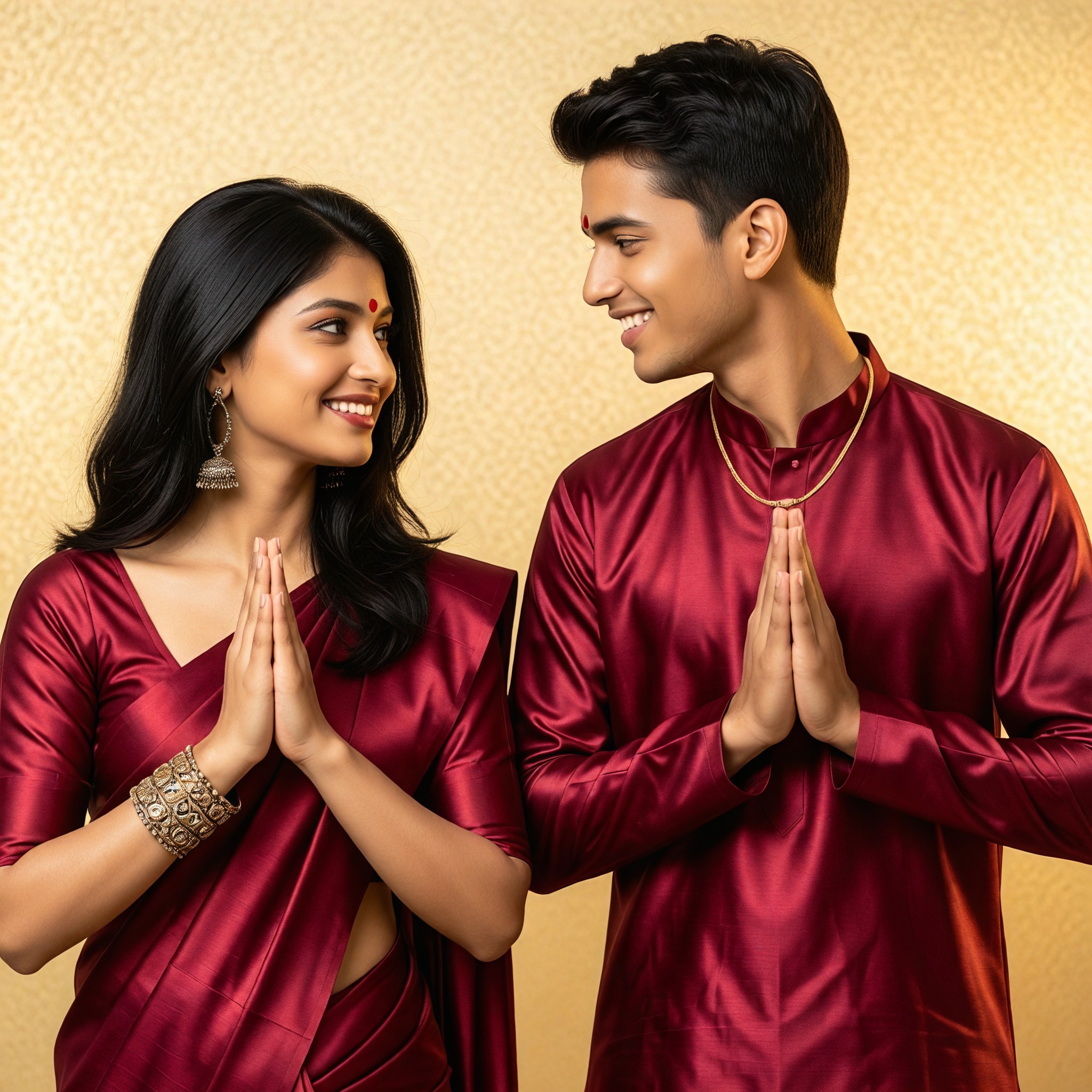 Ins Avatar - Traditional Sari Kulta Namaste Blessing Couple image