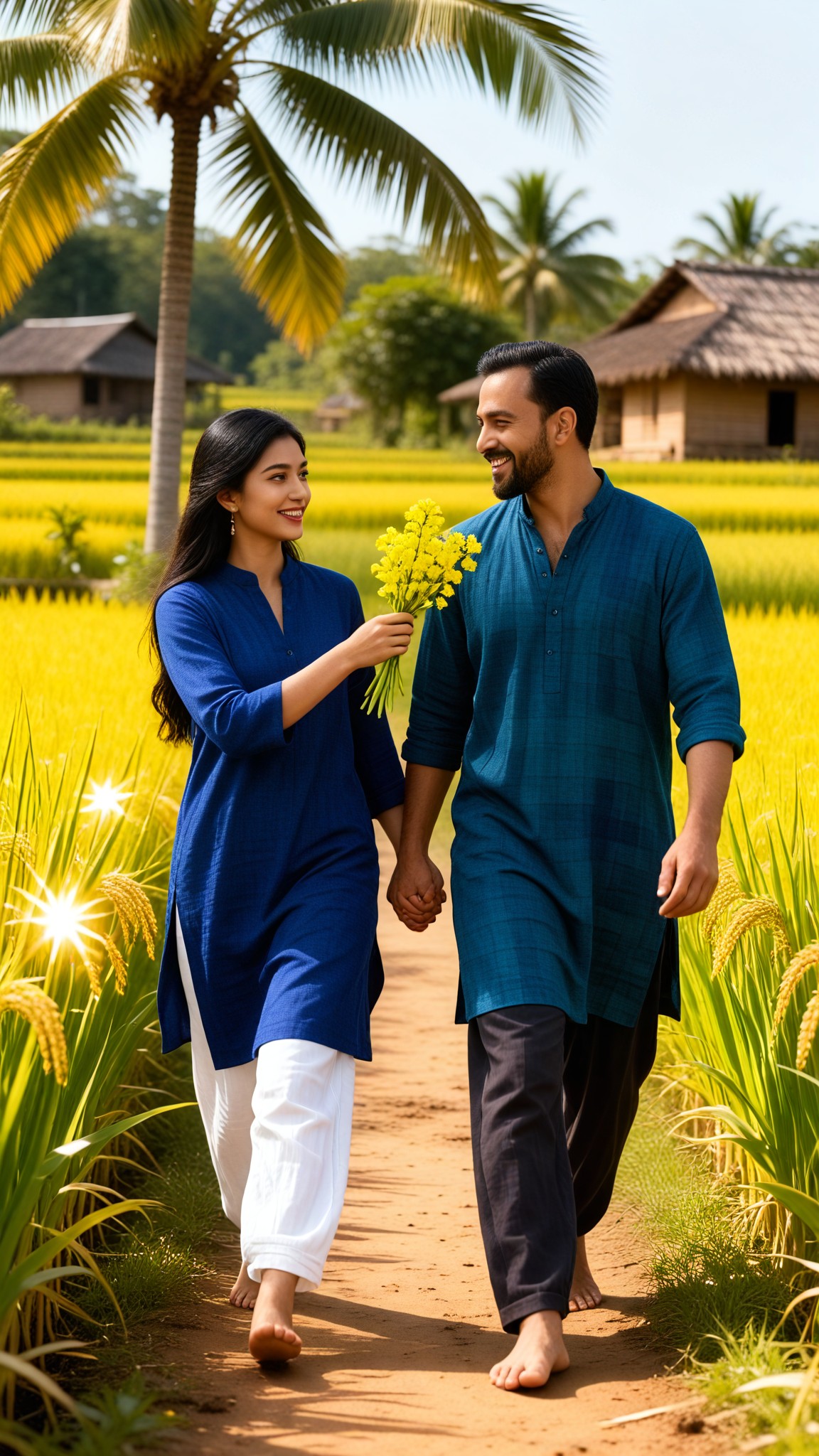 Sense of Life - Couple Walking Hand in Hand in Rural Fields image