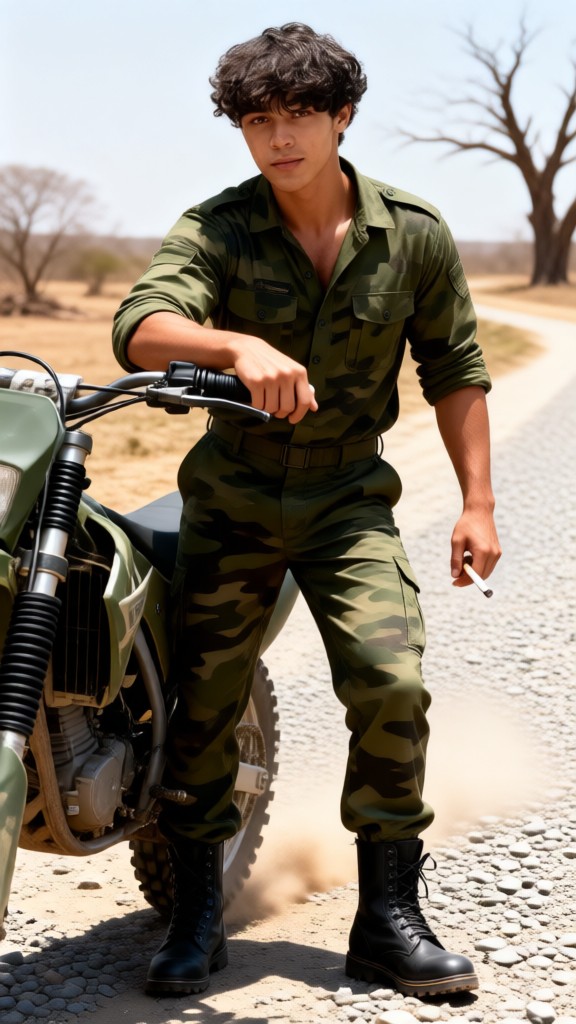 Wilderness off-road motorcycle tough guy boy image