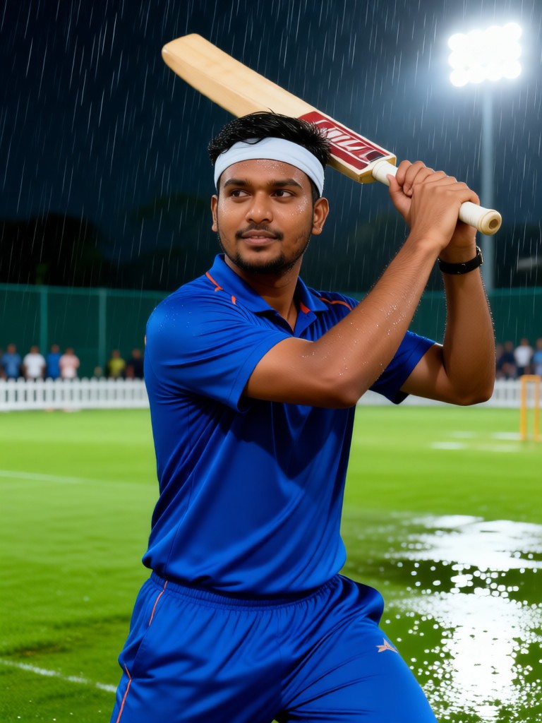 Rain cricket field game-winning preparation for boys image