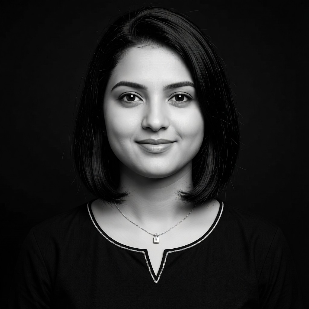 Black and white smile gentle girl image