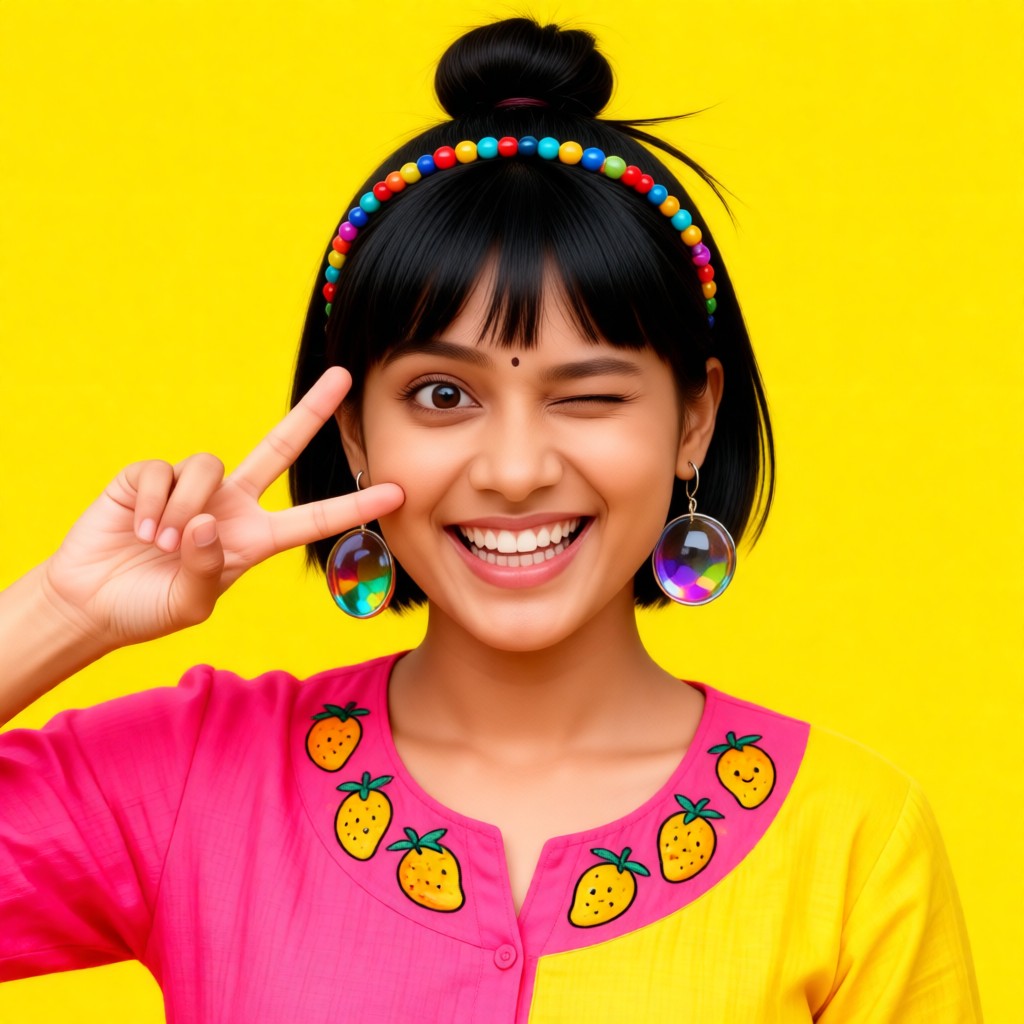 Funny wink energetic girl image