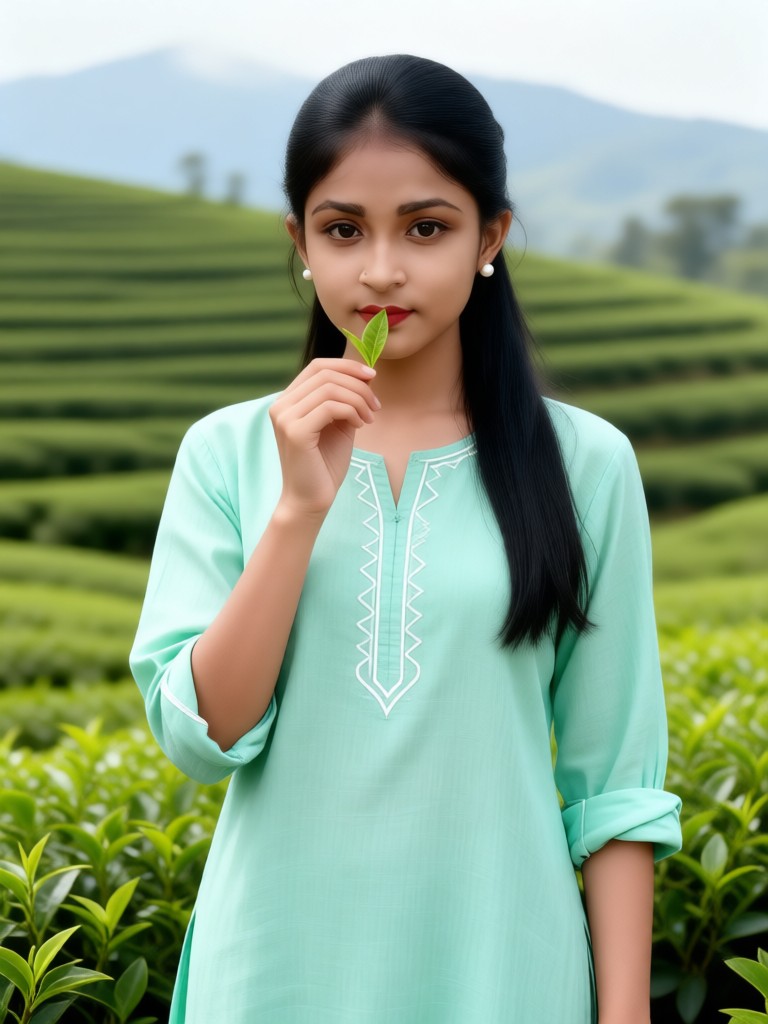 Squeeze the tea and smell the tranquil girl image
