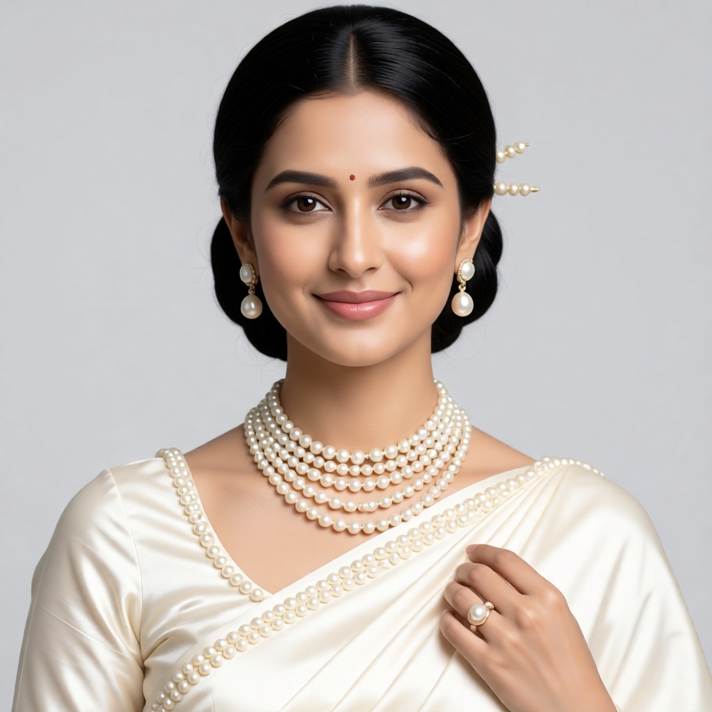 Elegant and noble girl with pearl decoration image