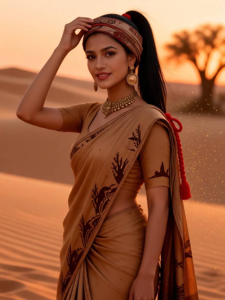 A carefree desert girl with a headscarf image