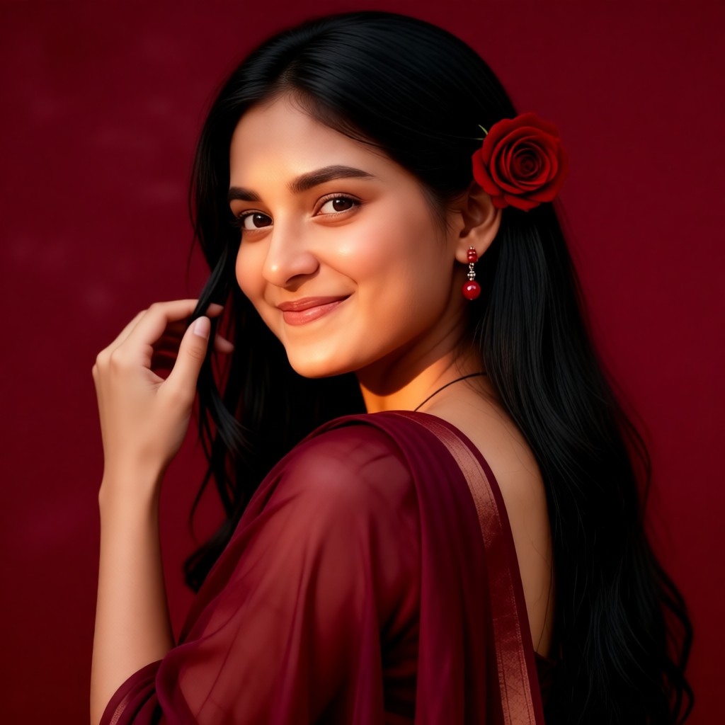 Side profile twisted hair charming girl image