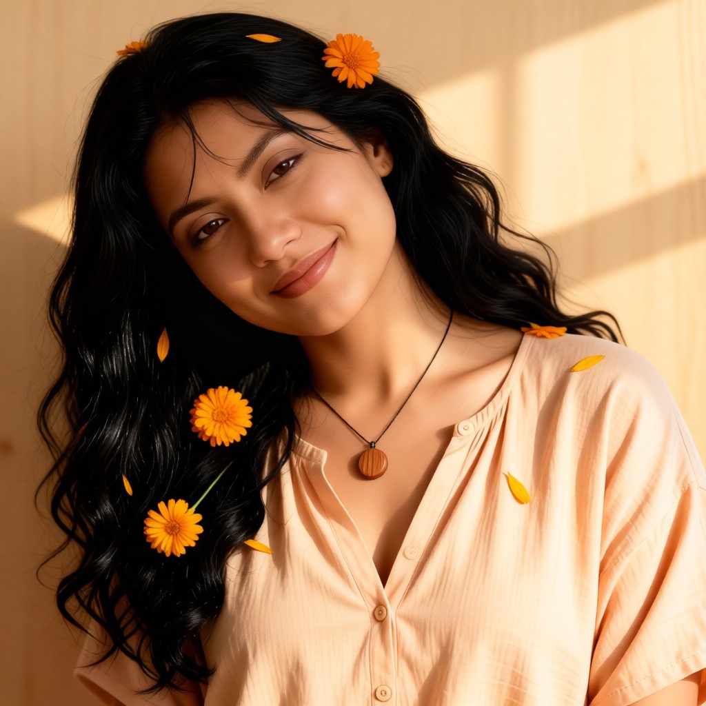 Marigold, messy hair, lazy and gentle girl image