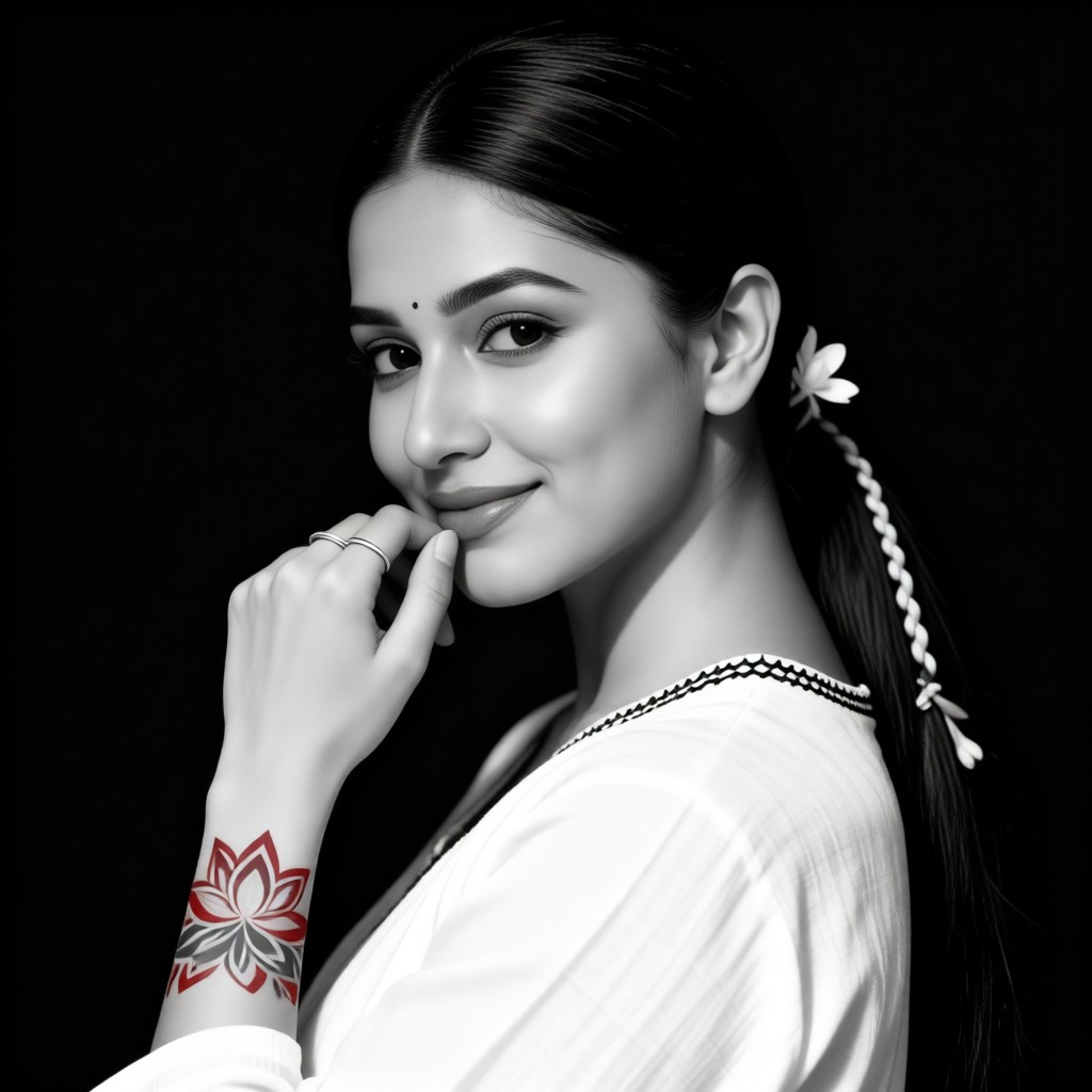 Black and white profile cold and gorgeous girl image