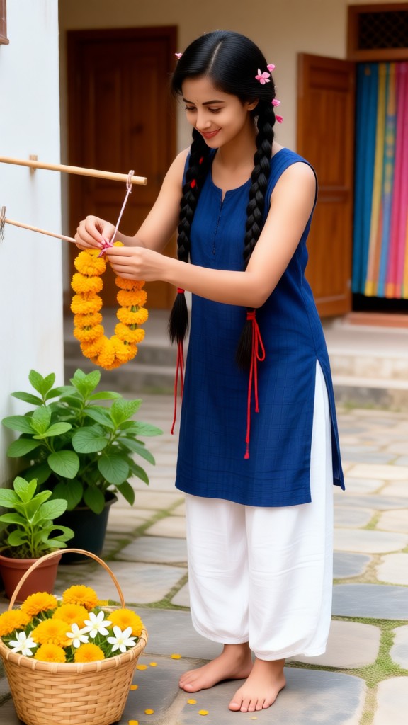Hanging flower wreaths is refreshing and healing for girls image