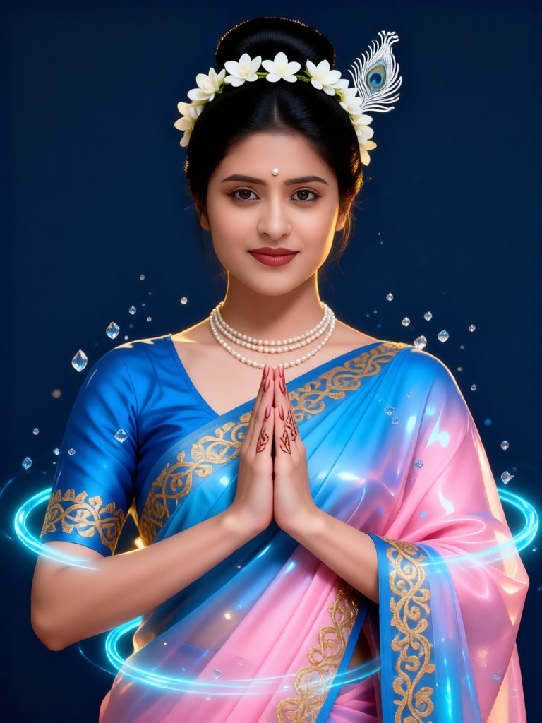 Glass sari dreamy devout girl image