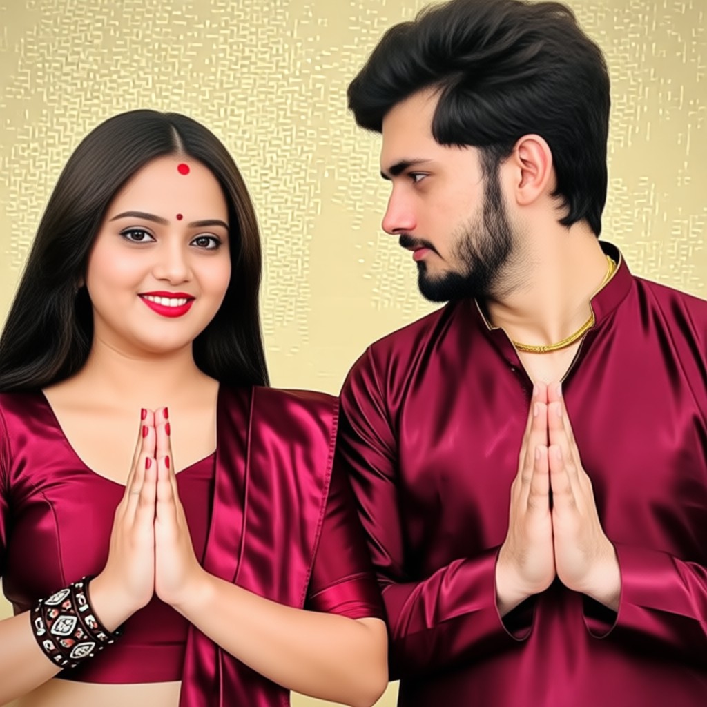 Praying for blessings in a traditional atmosphere for couples image