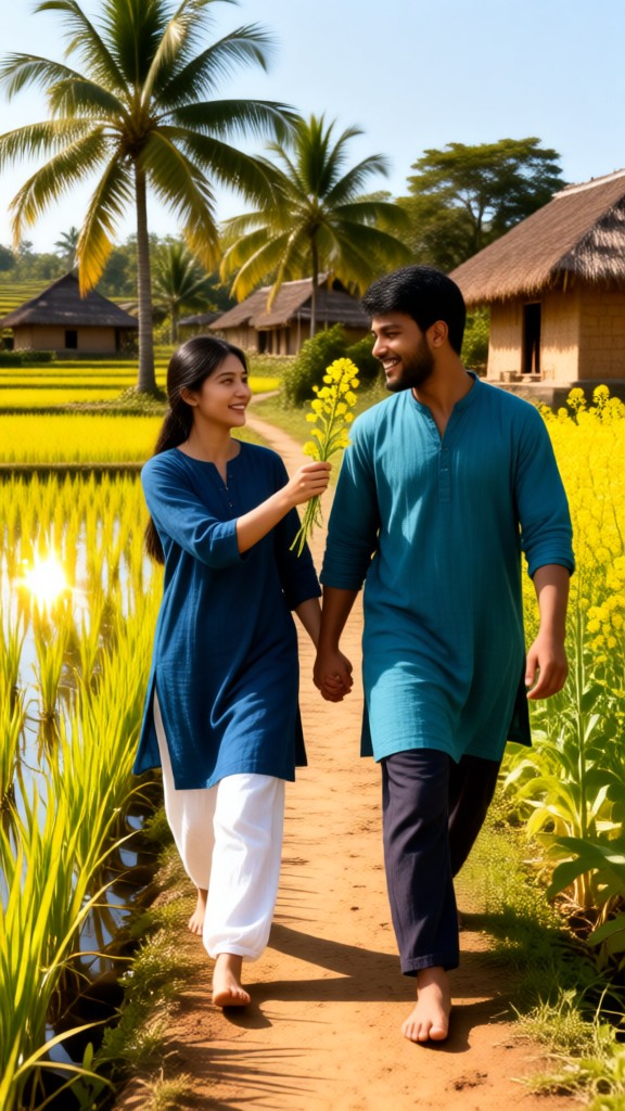 Field hand in hand walking original ecosystem rural lovers image