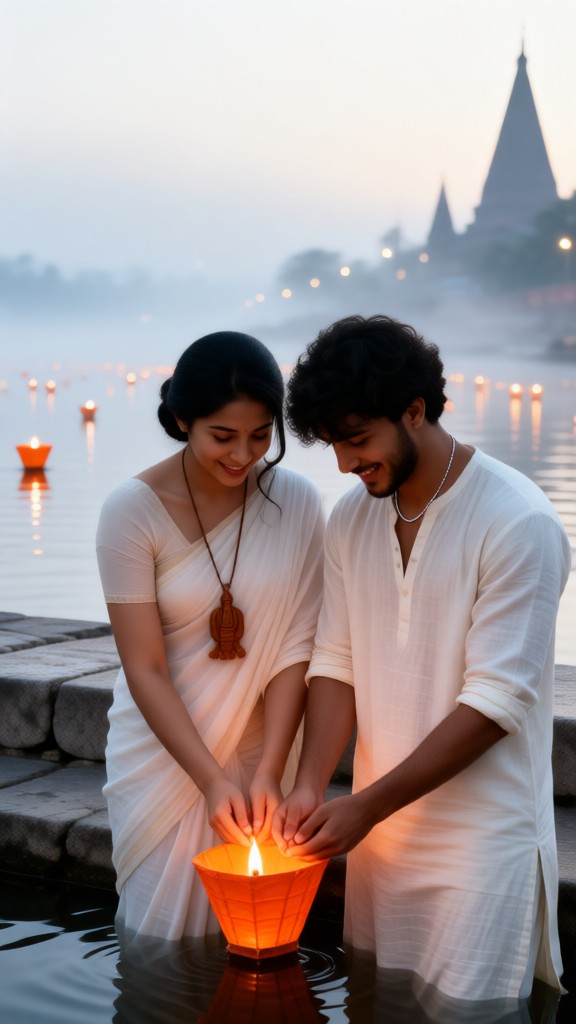 Ganges River Lamp Cool Ceremonial Couple image