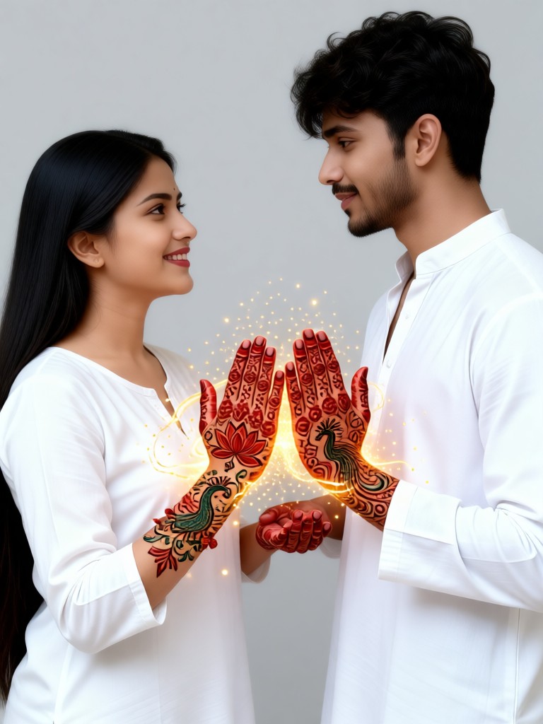 Mannheidi particle light and shadow holding hands couple image