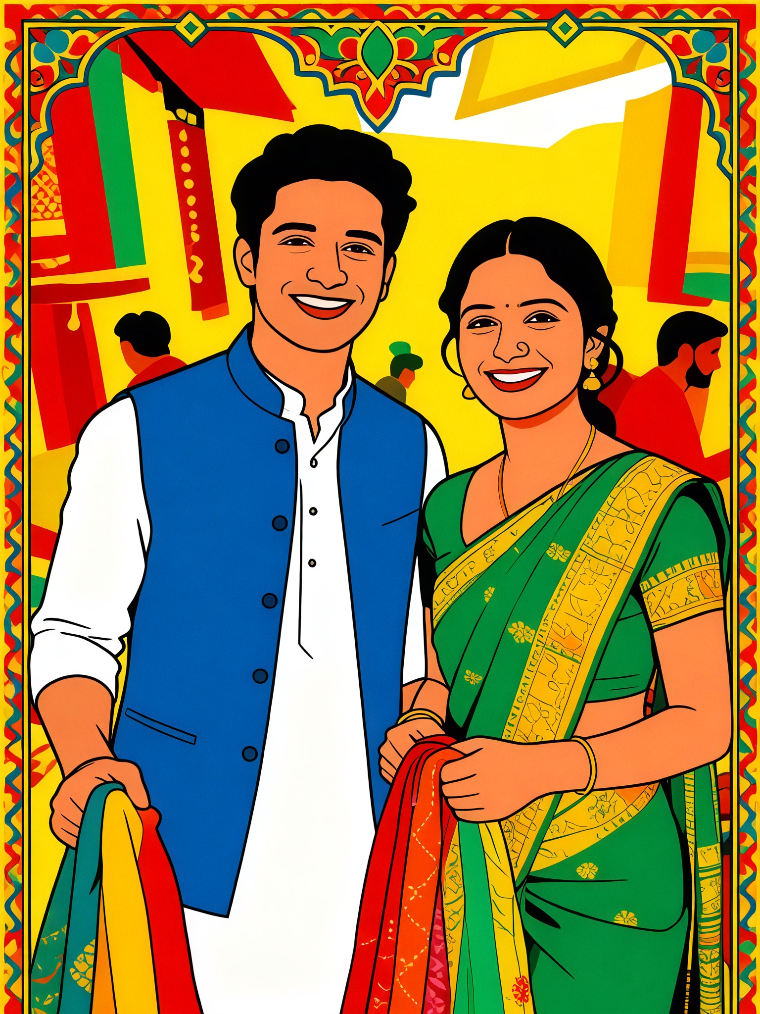 Rajasthani Folk Painting Style 1:1 Style Transfer image