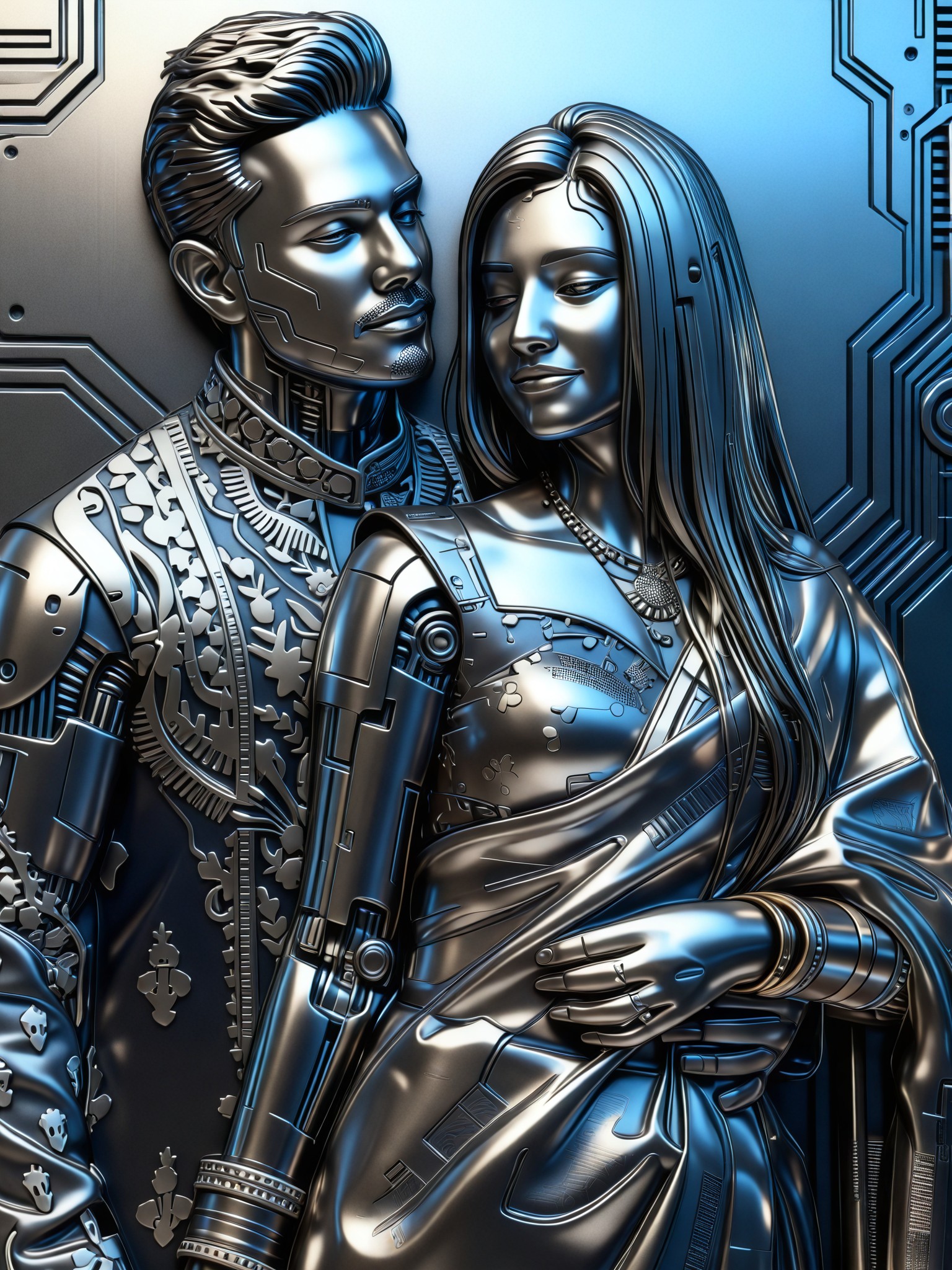 Metal Cyber Emboss Style 1:1 Style Transfer image