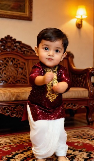 Wrist swinging baby boy - retro living room - baby dance image