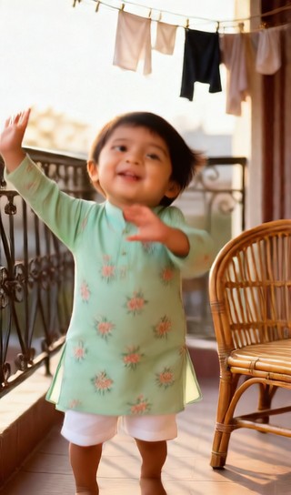 Opening and closing gestures for baby boys - Retro balcony - baby dance image
