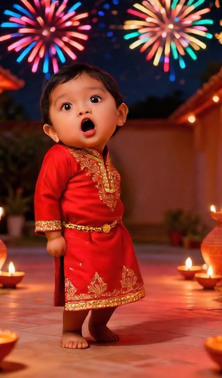 Oil lamp boy - Diwali - baby dance image