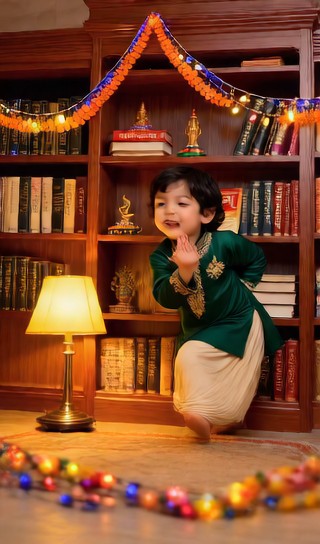 Namaste and pray for blessings - Deepavali study - baby dance image